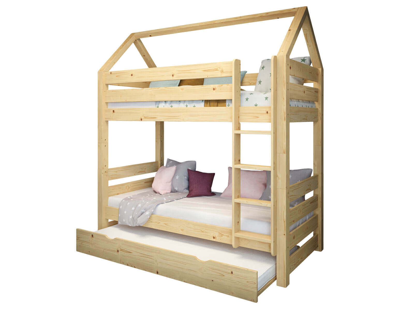 sosnowe-lozko-pietrowe-z-daszkiem EVEREST Κουκέτα ΜΑΣΙΦ για στρώματα 200×90 - Image 5