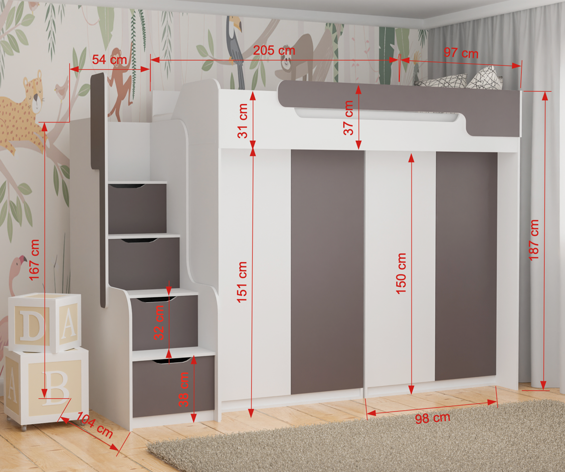 Dorian dimensions DORIAN Κουκέτα με καναπέ-κρεβάτι Coimbra - Image 2