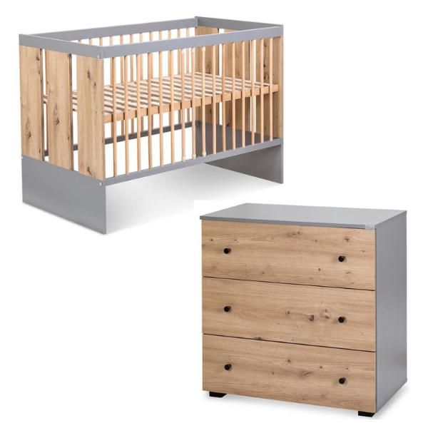 Untitled design (64) Ολοκληρωμένο δωμάτιο Pauline Oak με Κούνια και Συρταριέρα - Image 1