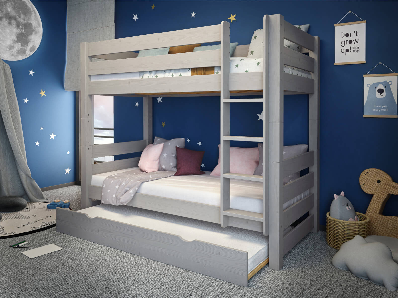 8501a2bd5218e47a5238a5a06ef96deb Συρόμενο τρίτο κρεβάτι κουκέτας EVEREST Γκρι - Image 2