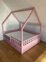 Κρεβάτι Σπιτάκι 200x160 μασίφ με προστατευτικό κάγκελο - Image 2