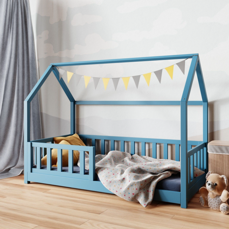 Housebed blue Κρεβάτι Σπιτάκι 200x160 μασίφ με προστατευτικό κάγκελο - Image 8