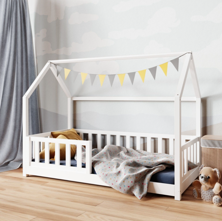 Housebed white Κρεβάτι Σπιτάκι 200x160 μασίφ με προστατευτικό κάγκελο - Image 4