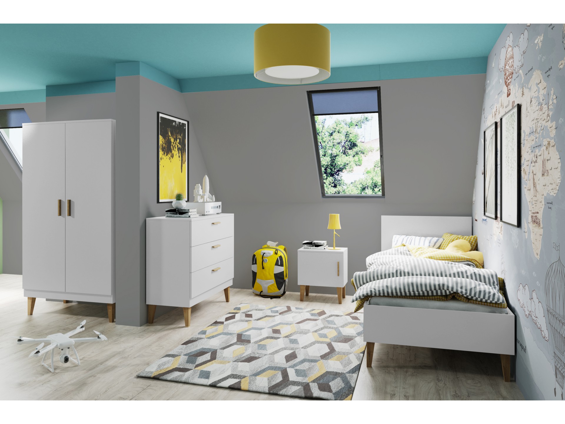 szafka-nocna-kubi-biala (1) Kubi κρεβάτι σε Λευκό 180x80 (Εκθεσιακό) - Bazaar - Image 2