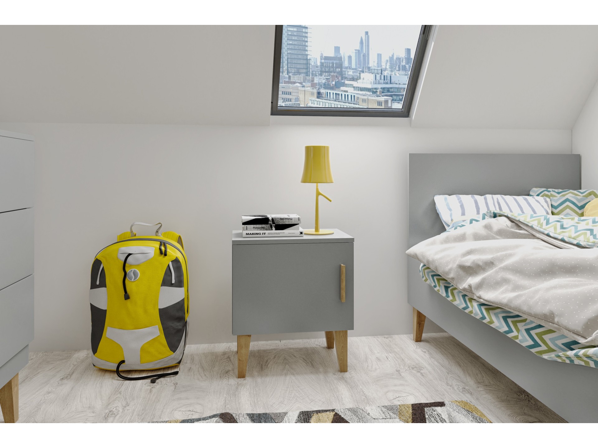 szafka-nocna-kubi-szara (2) Κομοδίνο Kubi Γκρι - Image 3