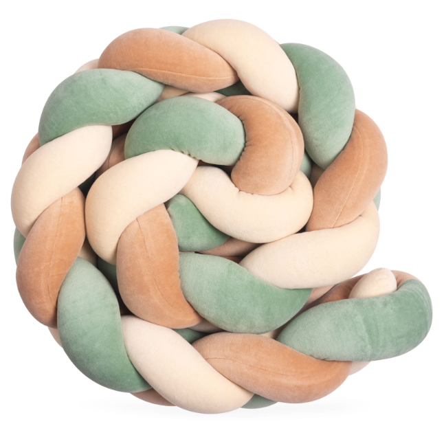 Beige olive ecru Πάντα πλεξούδα τριπλή χειροποίητη Velvet 200x18εκ ecru-olive-caramel - Image 4