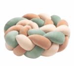 Πάντα πλεξούδα τριπλή χειροποίητη Velvet 200x18εκ ecru-olive-caramel - Image 3