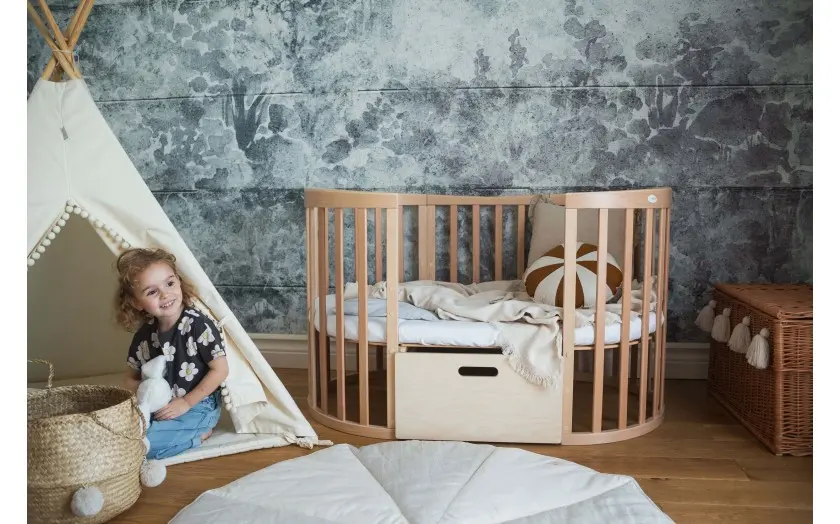 oval kounia syrtari Κούνια 7 σε 1 Oval φυσικό ξύλο με δώρο στρώμα - Image 10