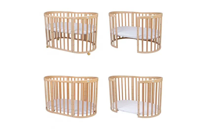 oval kounia me anoigma Κούνια 7 σε 1 Oval φυσικό ξύλο με δώρο στρώμα - Image 6