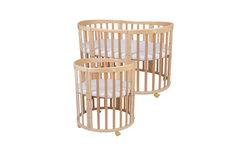 owalne-lozeczko-7w1-natural Κούνια 7 σε 1 Oval φυσικό ξύλο με δώρο στρώμα - Image 1