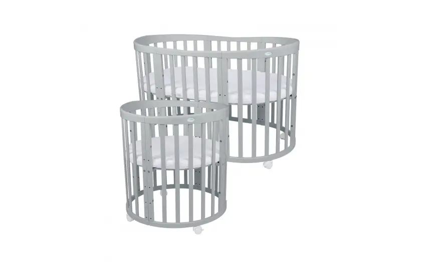 owalne-lozeczko-7w1-szare Κούνια Oval 7 σε 1 Grey με δώρο το στρώμα - Image 1