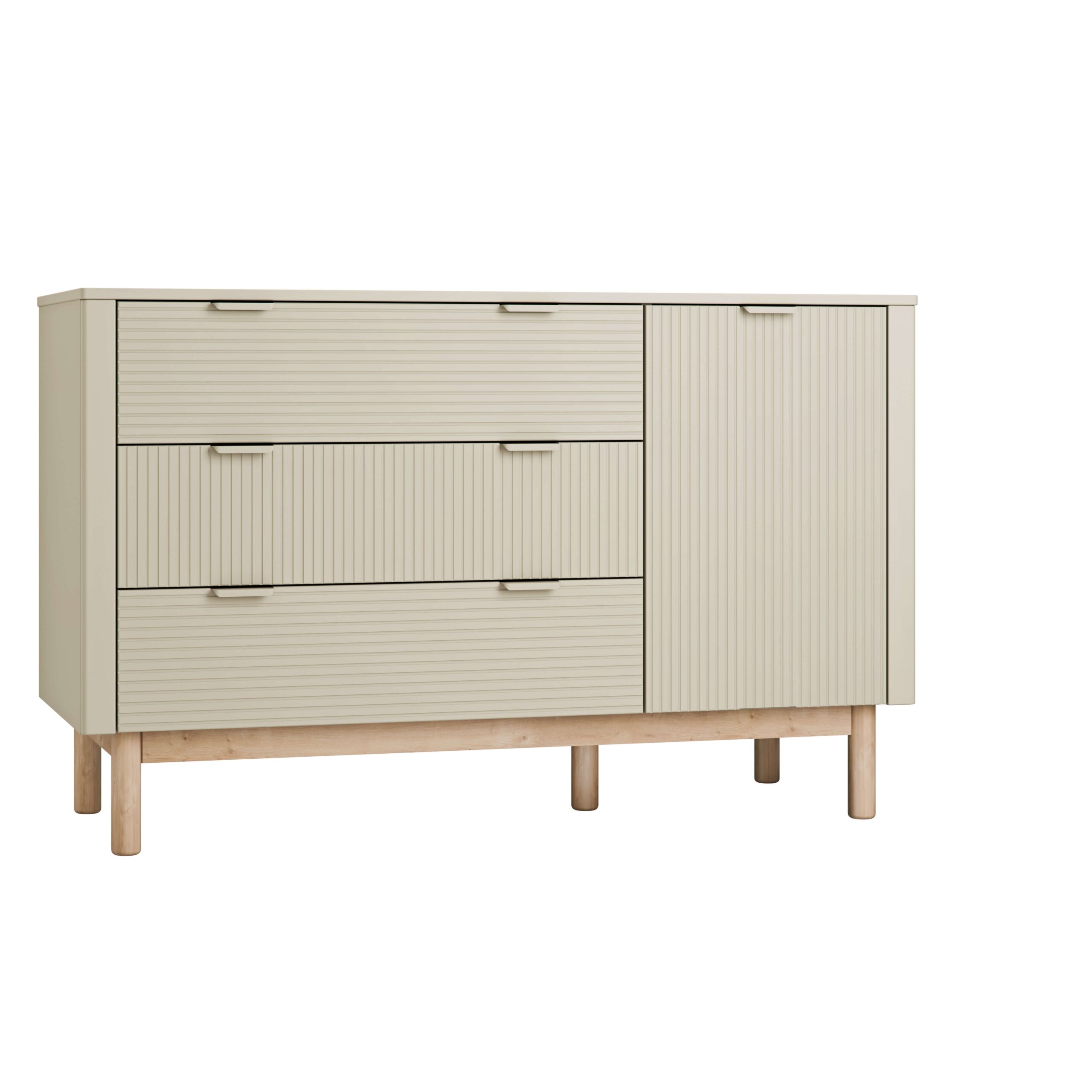 white-Miloo_3drawer1door_chest_champagne Βρεφική συρταριέρα Miloo XL - Image 1