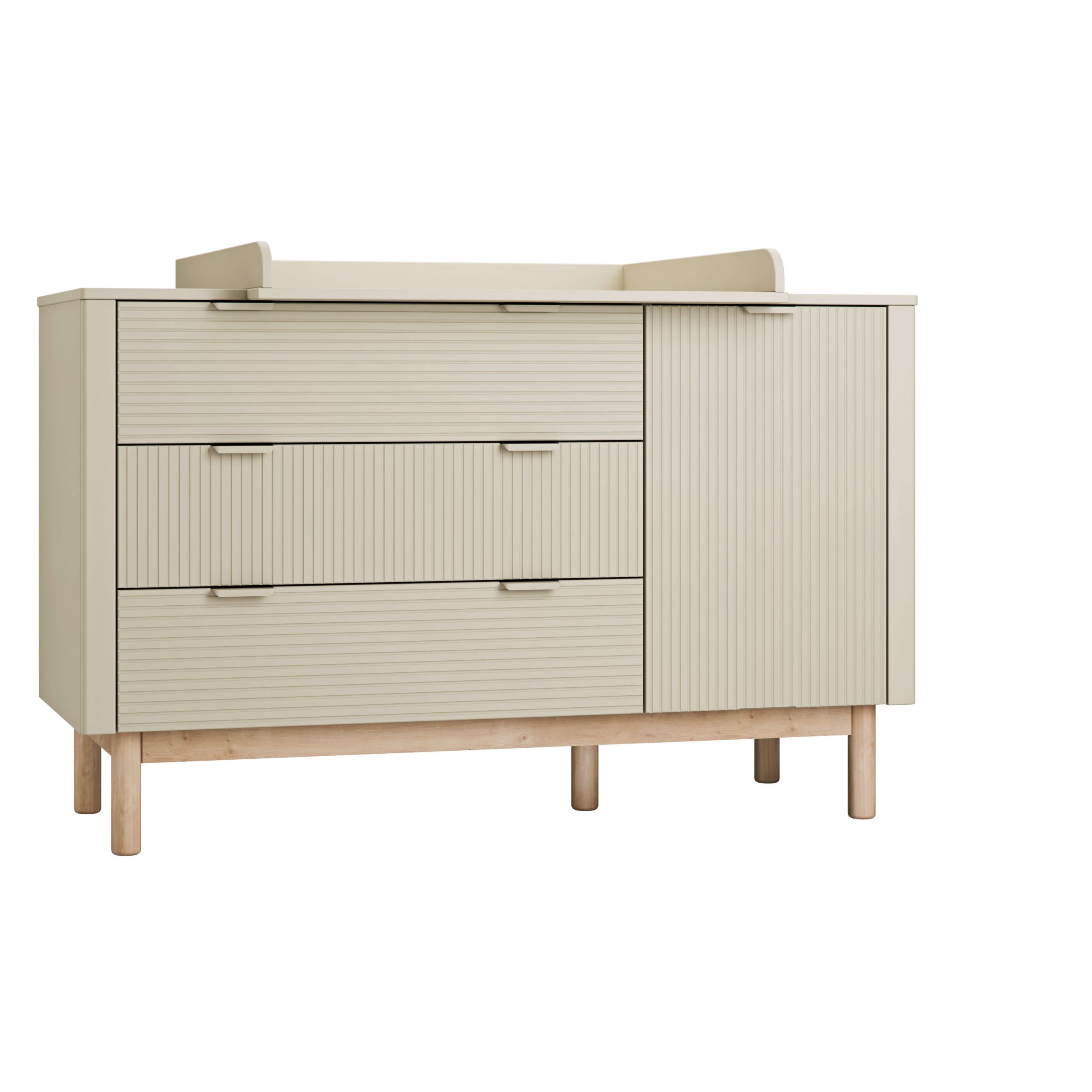 white-Miloo_3drawer1door_chest_champagne_2-allaxiera Βρεφική συρταριέρα Miloo XL - Image 3