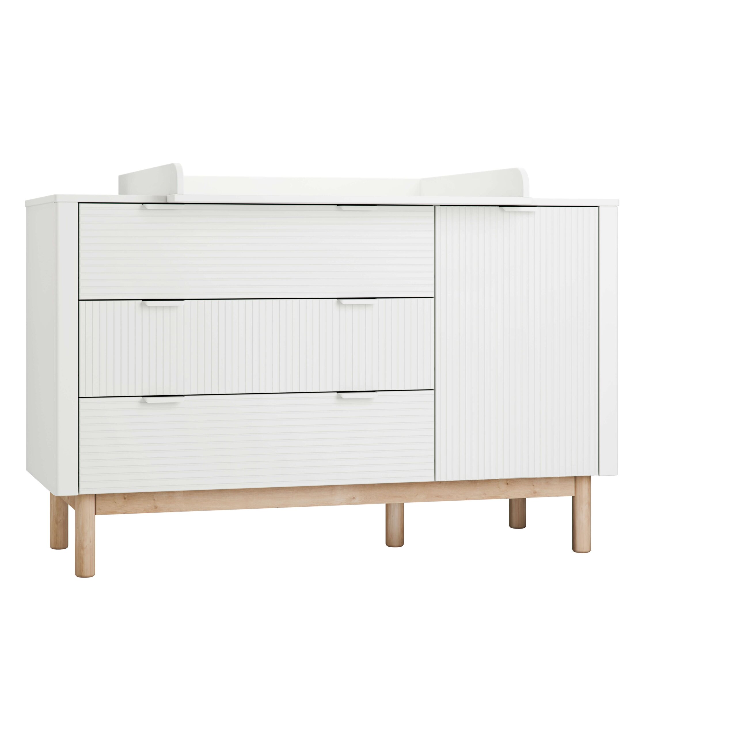 white-Miloo_3drawer1door_chest_white_2-scaled Βρεφική συρταριέρα Miloo XL Λευκή - Image 2