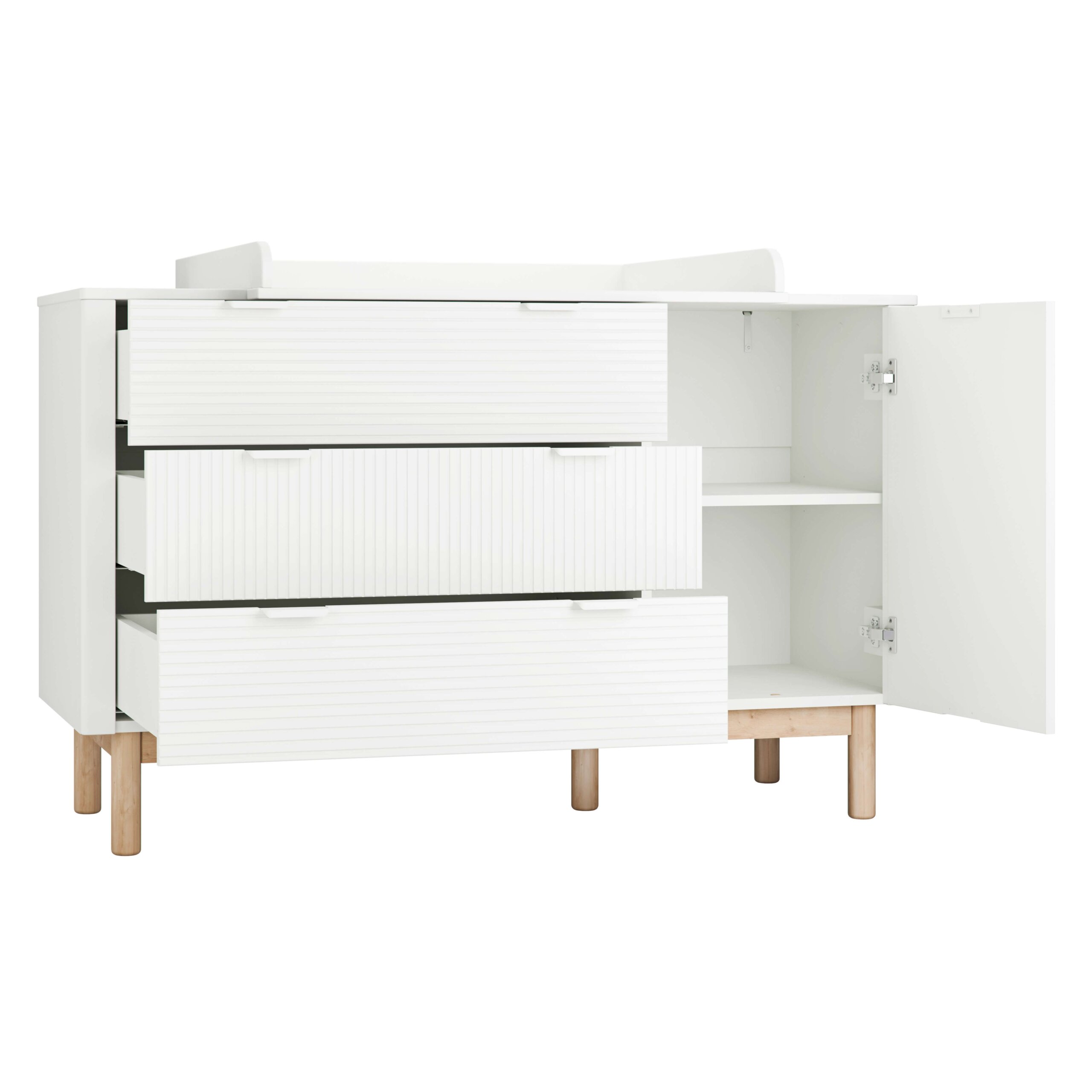 white-Miloo_3drawer1door_chest_white_3-scaled Βρεφική συρταριέρα Miloo XL Λευκή - Image 3