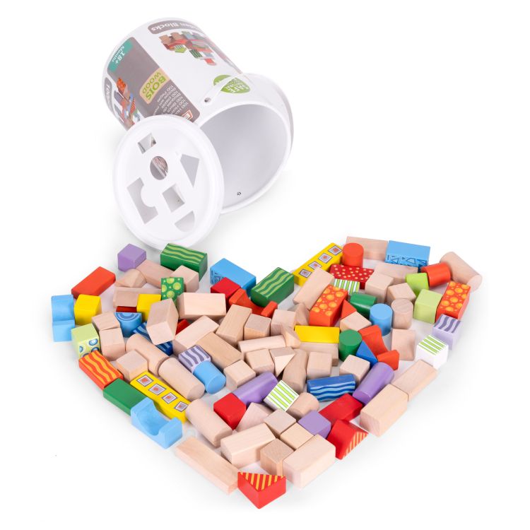 8_max Ξύλινα τουβλάκια 100 τεμ., κουβά + διαλογέας Ecotoys - Image 7