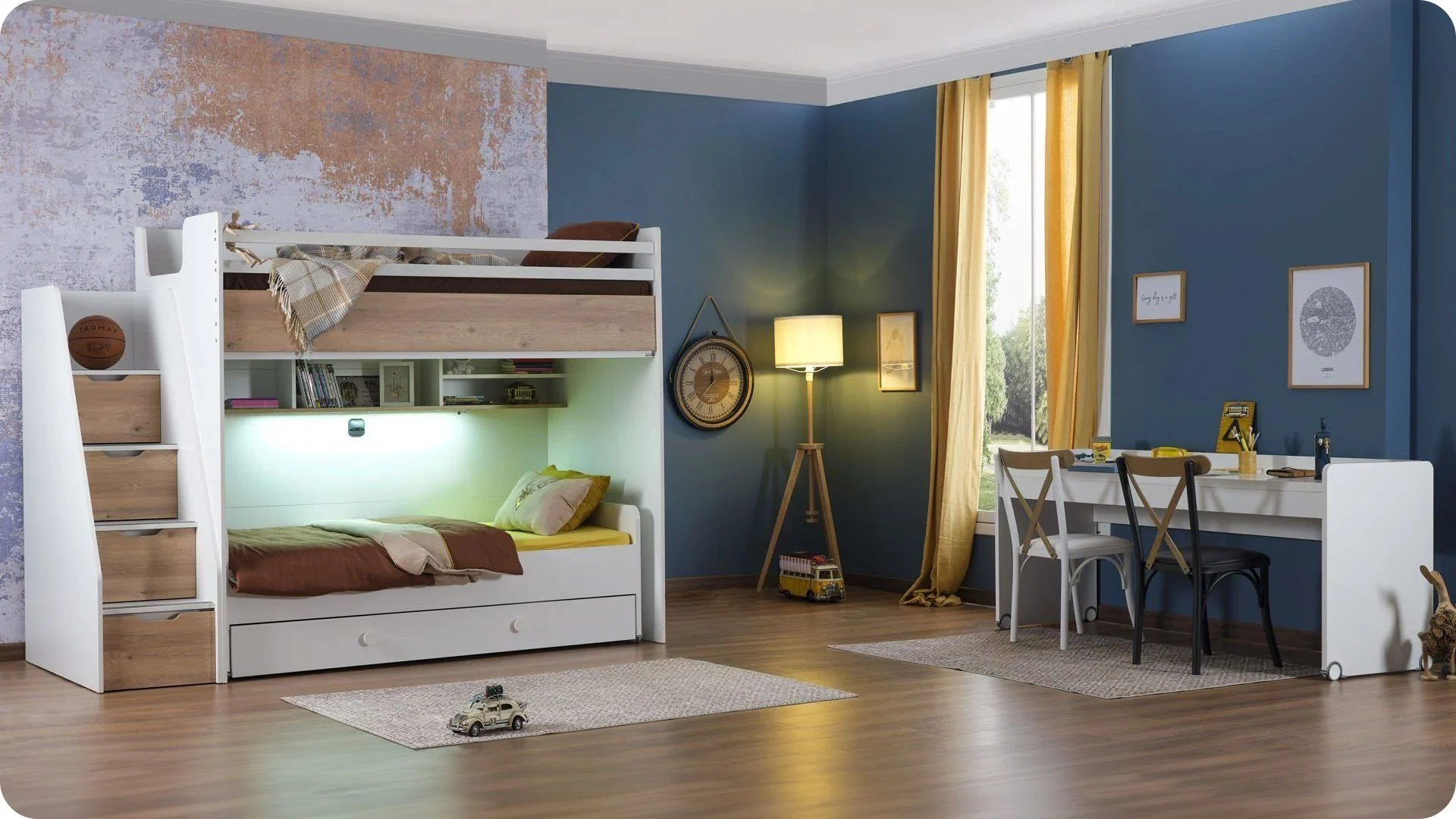 basliksiz-1-0000-uretken-dolgu JOKER Πολυμορφική Παιδική Κουκέτα Λευκή / Φυσικό για στρώματα 200×100 - Image 13