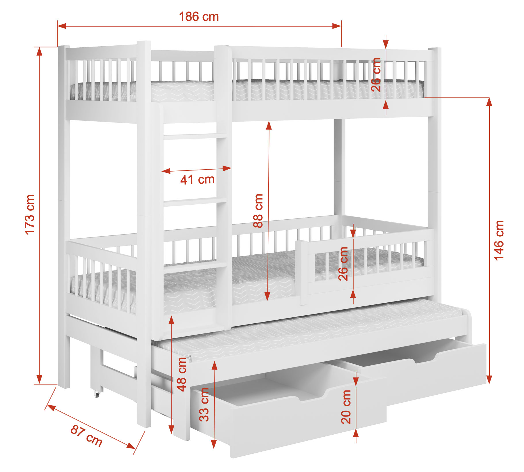 evan-diastaseis Evan 3 Κουκέτα για 3 παιδιά - Image 3