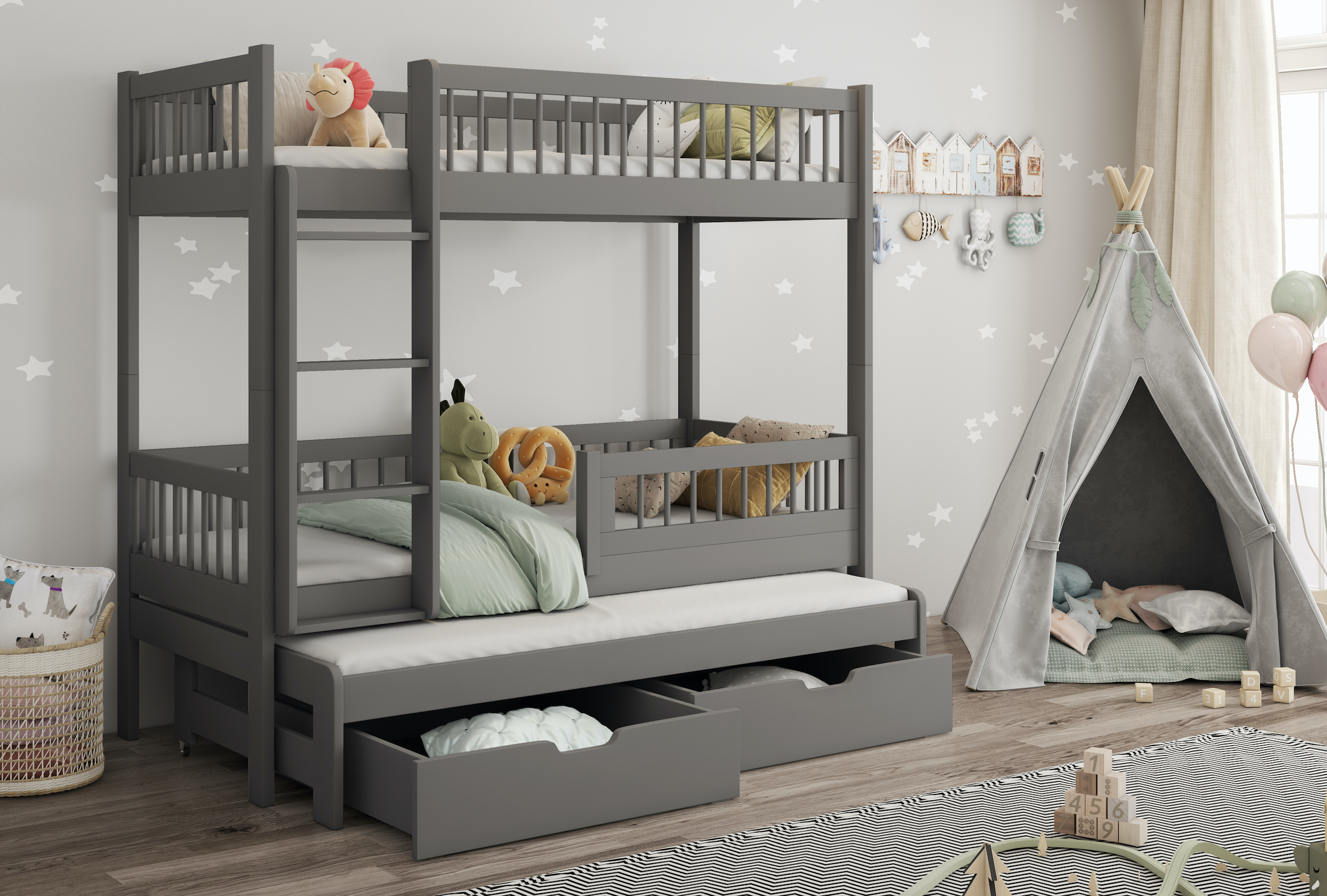 evan-grey Evan 3 Κουκέτα για 3 παιδιά - Image 5