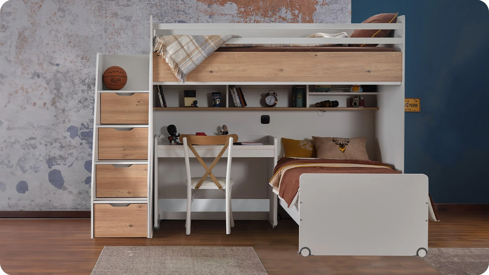 joker-0002-uretken-dolgu JOKER Πολυμορφική Παιδική Κουκέτα Λευκή / Φυσικό για στρώματα 200×100 - Image 10