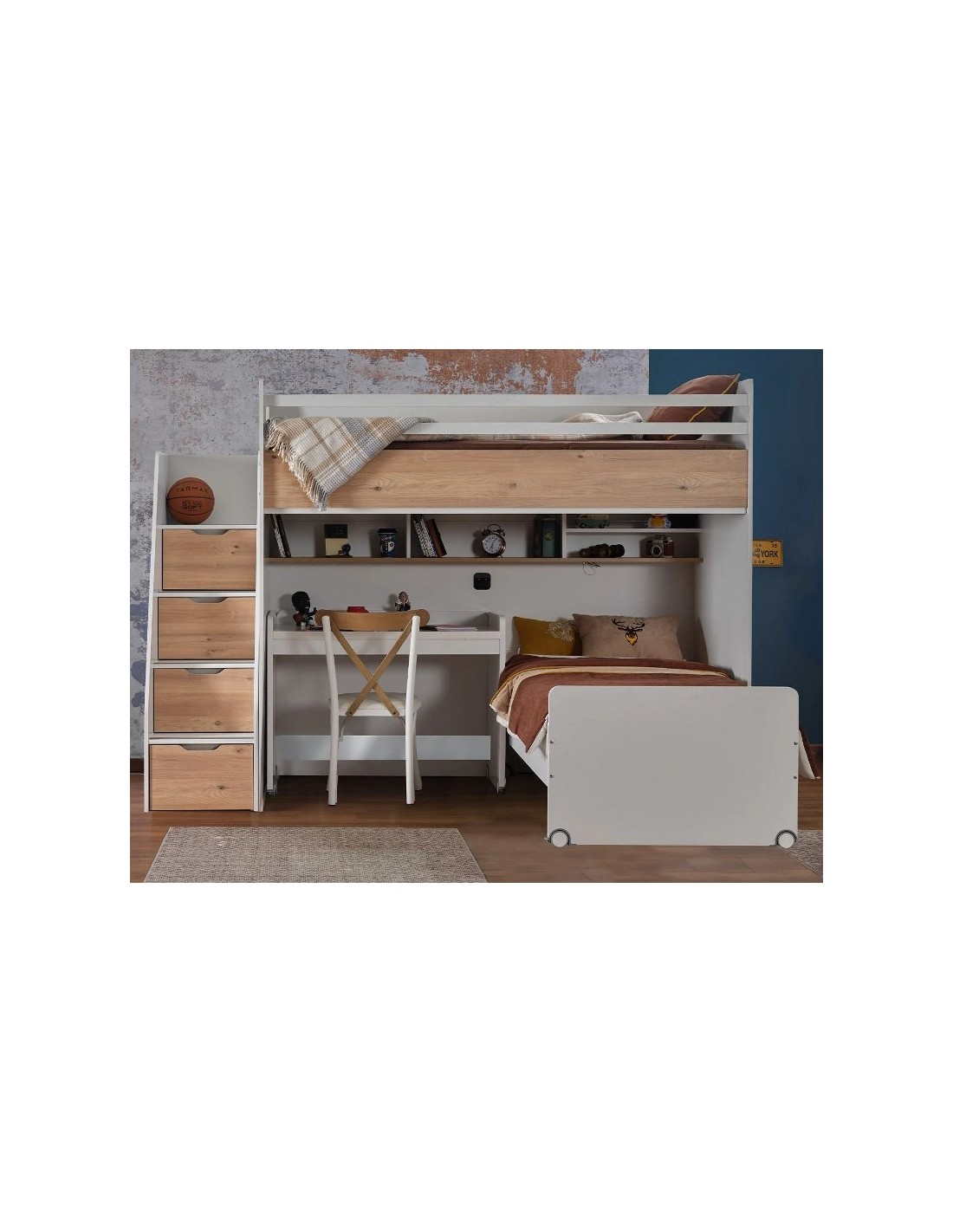 joker-fysiko-4 JOKER παιδική κουκέτα ΛΕΥΚΟ / ΓΚΡΙ για στρώμα 100 X 200 - Image 4