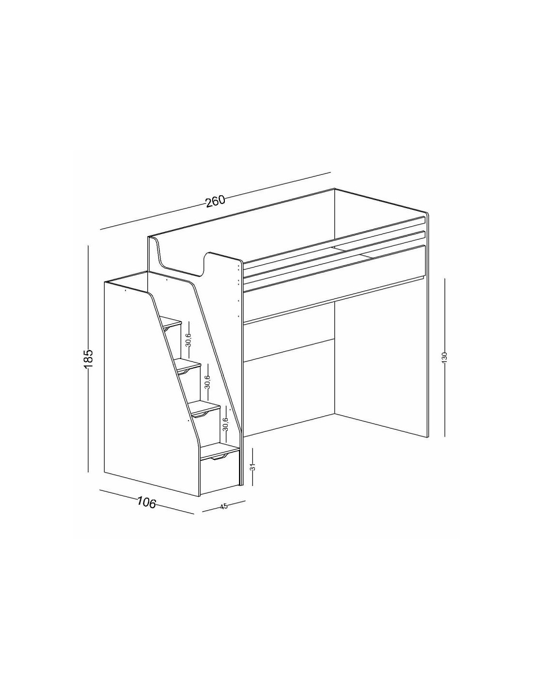 joker-fysiko-7 JOKER Πολυμορφική Παιδική Κουκέτα Λευκή / Φυσικό για στρώματα 200×100 - Image 3