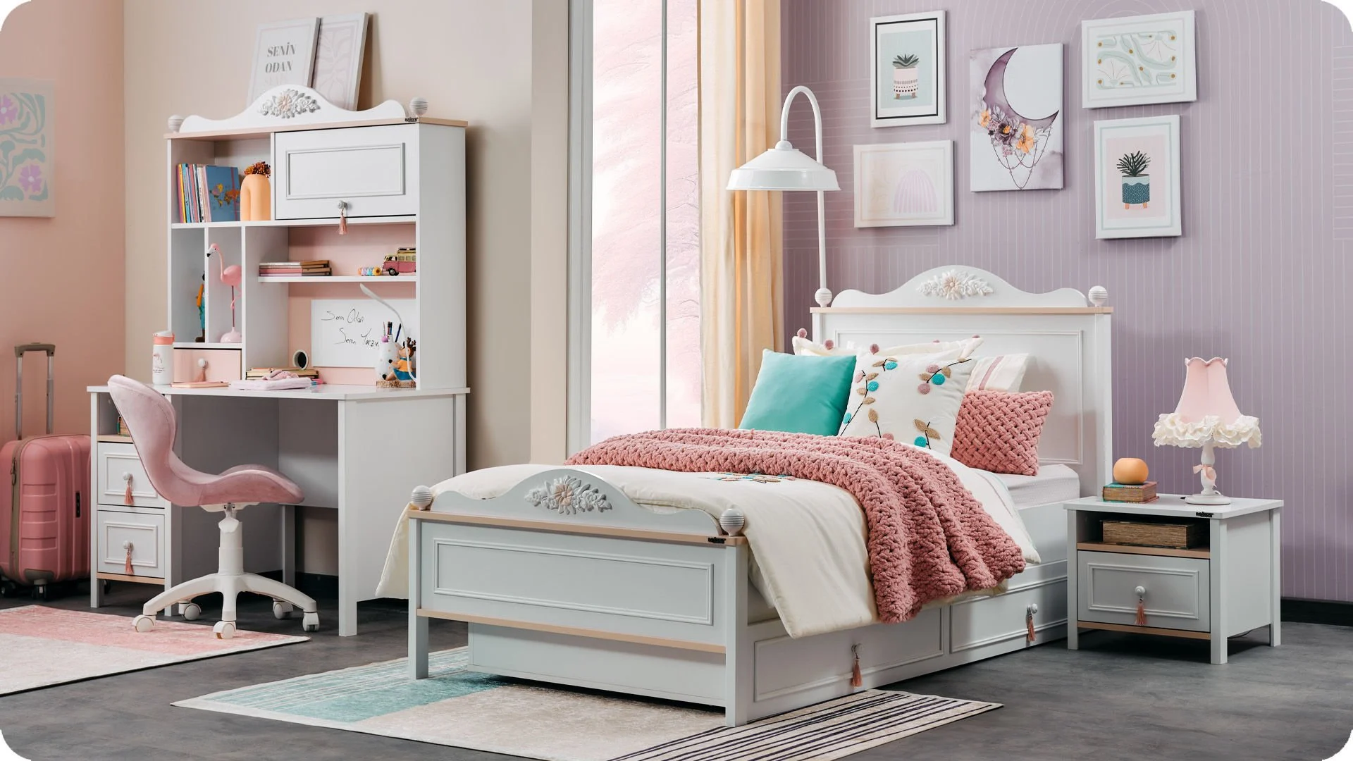 alya grafeio krebati Γραφείο Alya με ράφια - Image 9