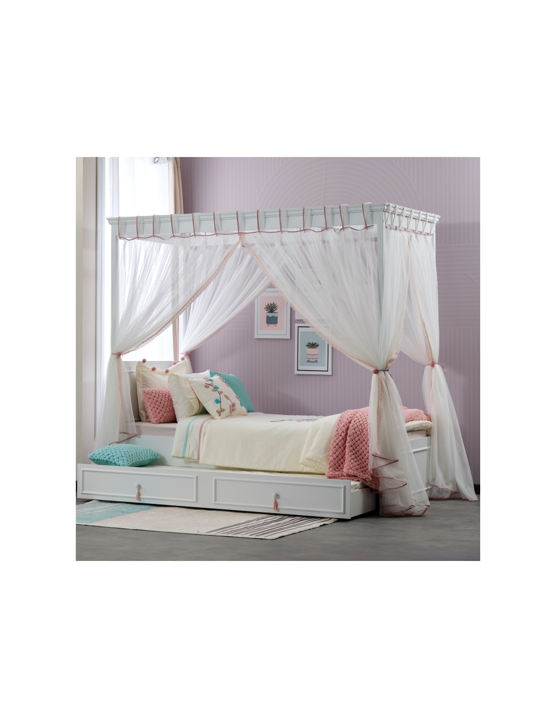 krevati alya me ourano kai syromeno Κρεβάτι Alya με ουρανό - Image 3