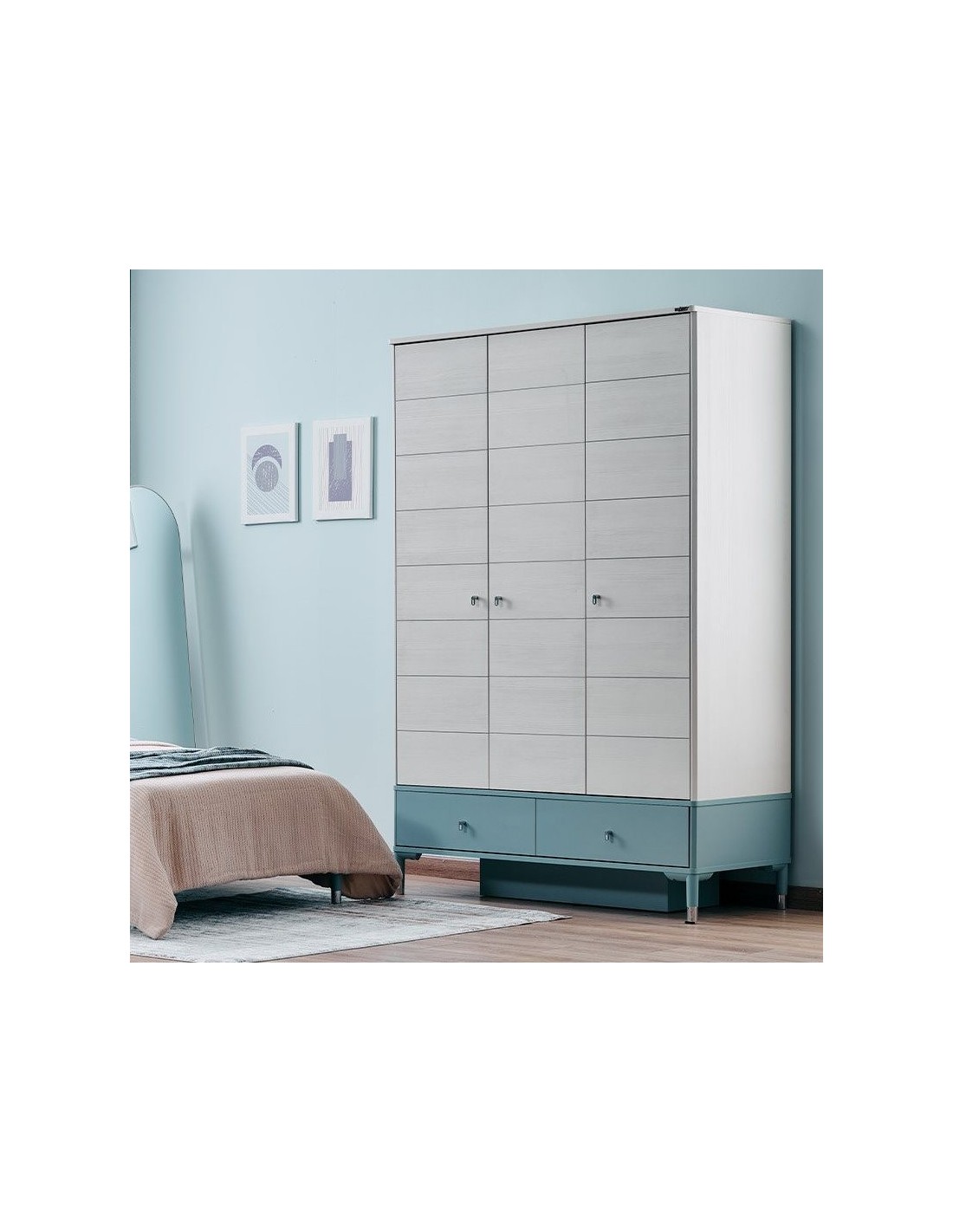 παιδική-ντουλάπα-με-3-φύλλα-marin (4) Τρίφυλλη ντουλάπα Marine Blue - Image 4