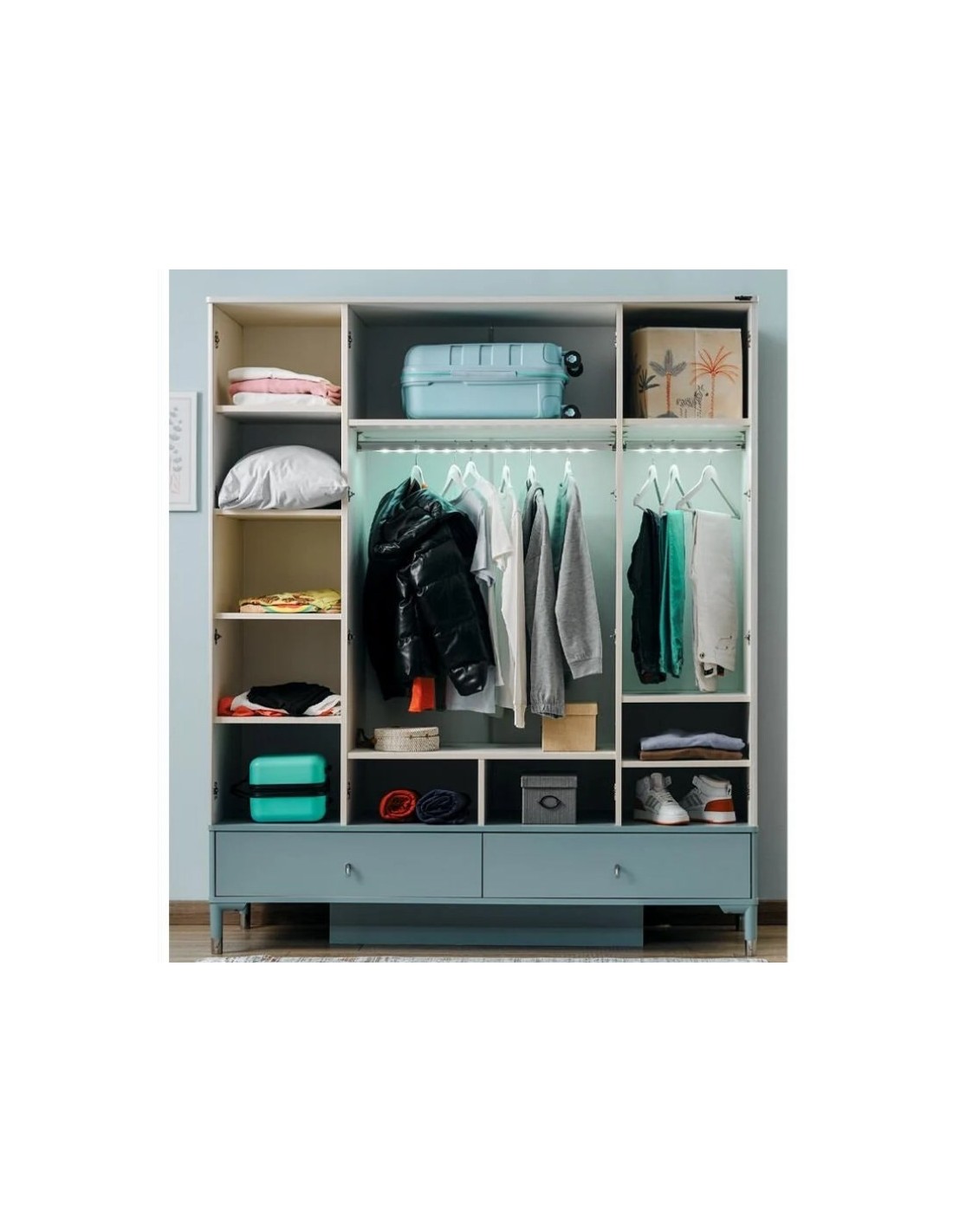 παιδική-ντουλάπα-με-4-φύλλα-marin (3) Τετράφυλλη ντουλάπα Marine Blue - Image 5