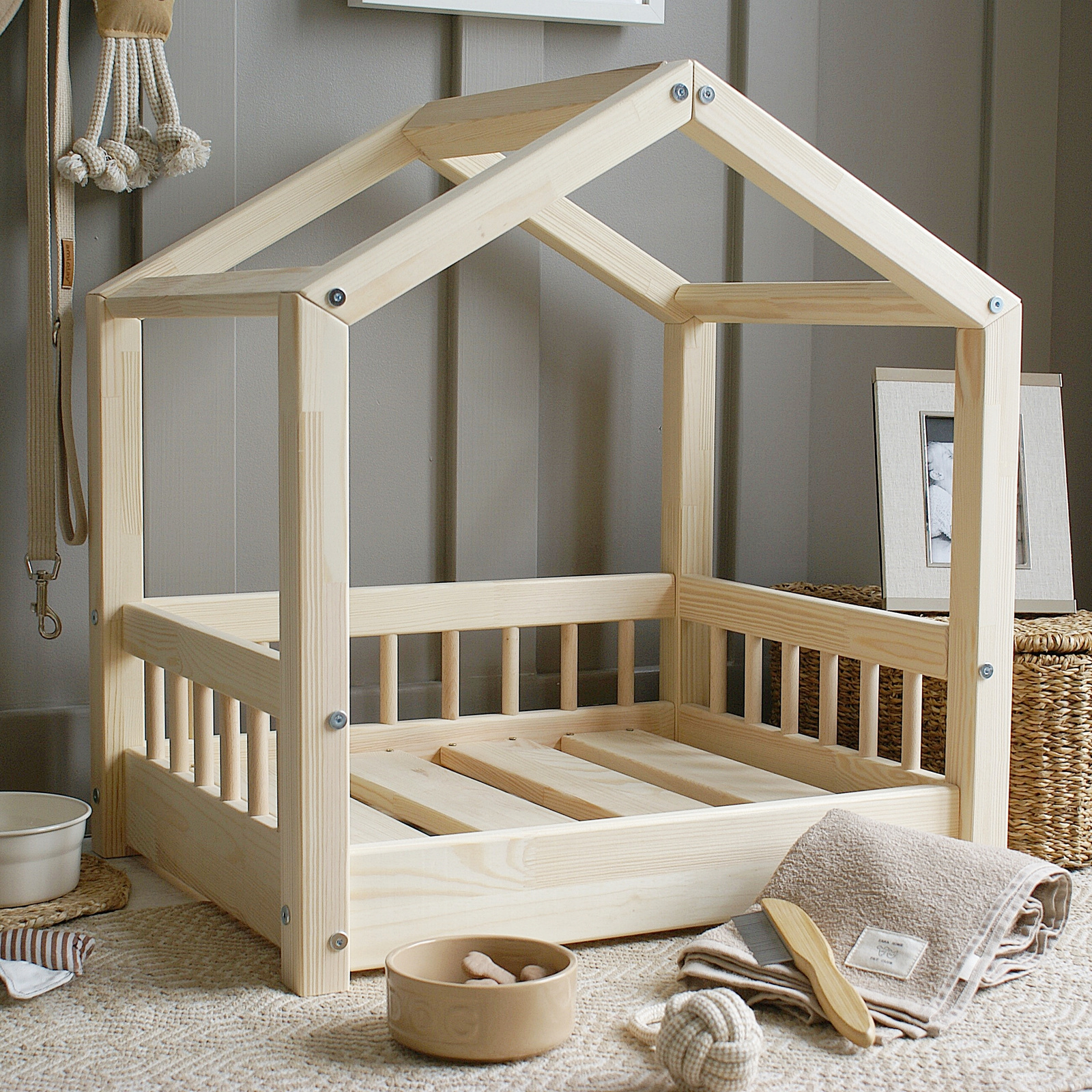 SONY DSC Cozy House Bed Φυσικό Ξύλο Μεγέθη S-Μ-L - Image 3