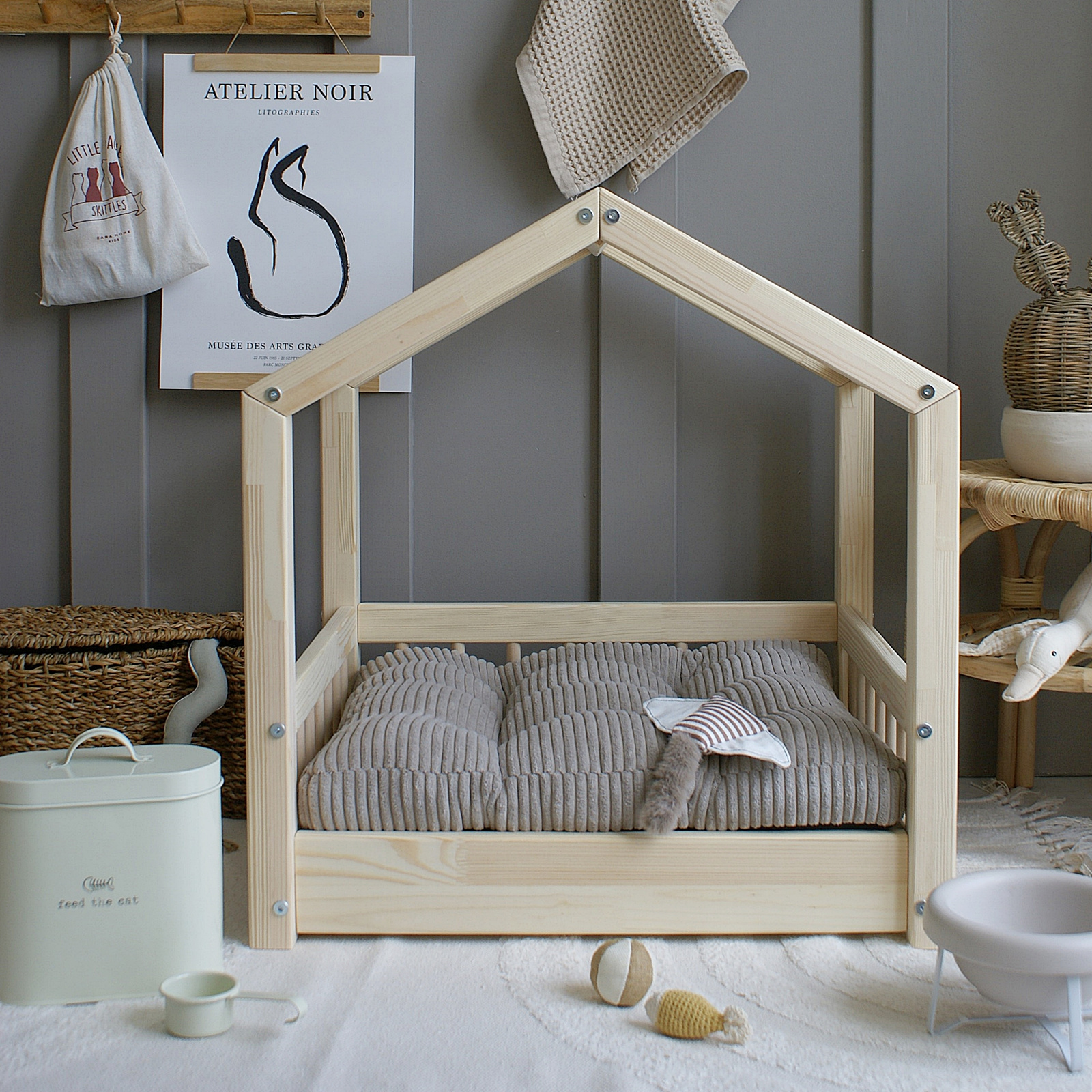 SONY DSC Cozy House Bed Φυσικό Ξύλο Μεγέθη S-Μ-L - Image 6