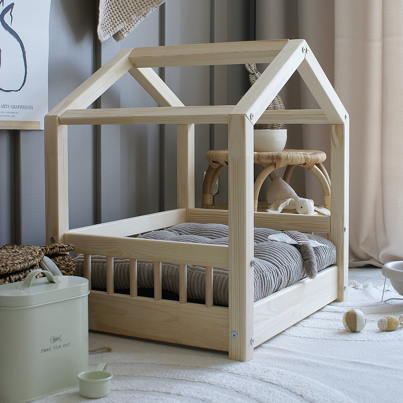 SONY DSC Cozy House Bed Φυσικό Ξύλο Μεγέθη S-Μ-L - Image 8