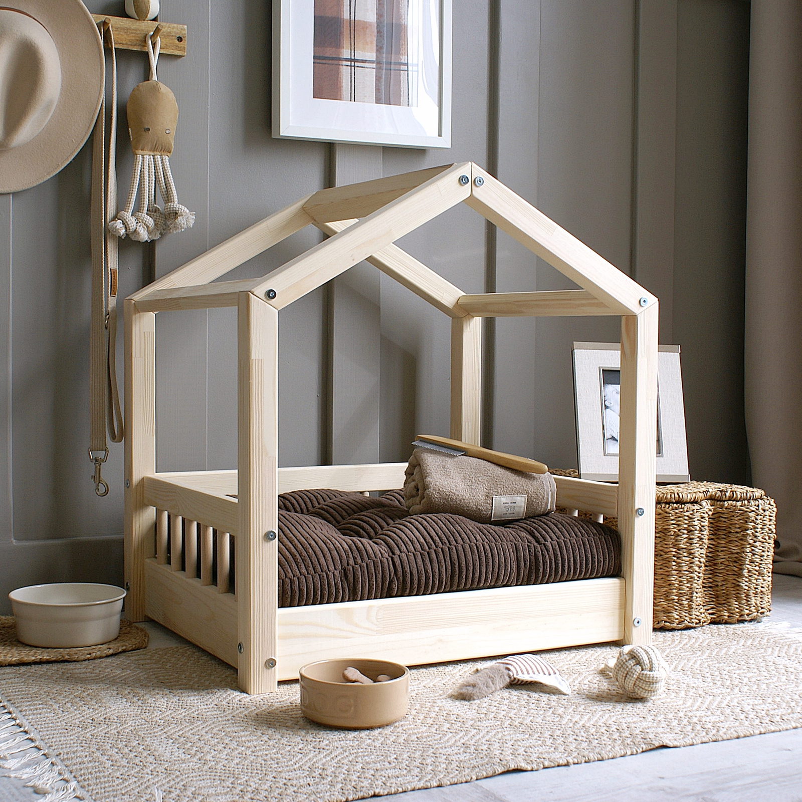 SONY DSC Cozy House Bed Φυσικό Ξύλο Μεγέθη S-Μ-L - Image 13