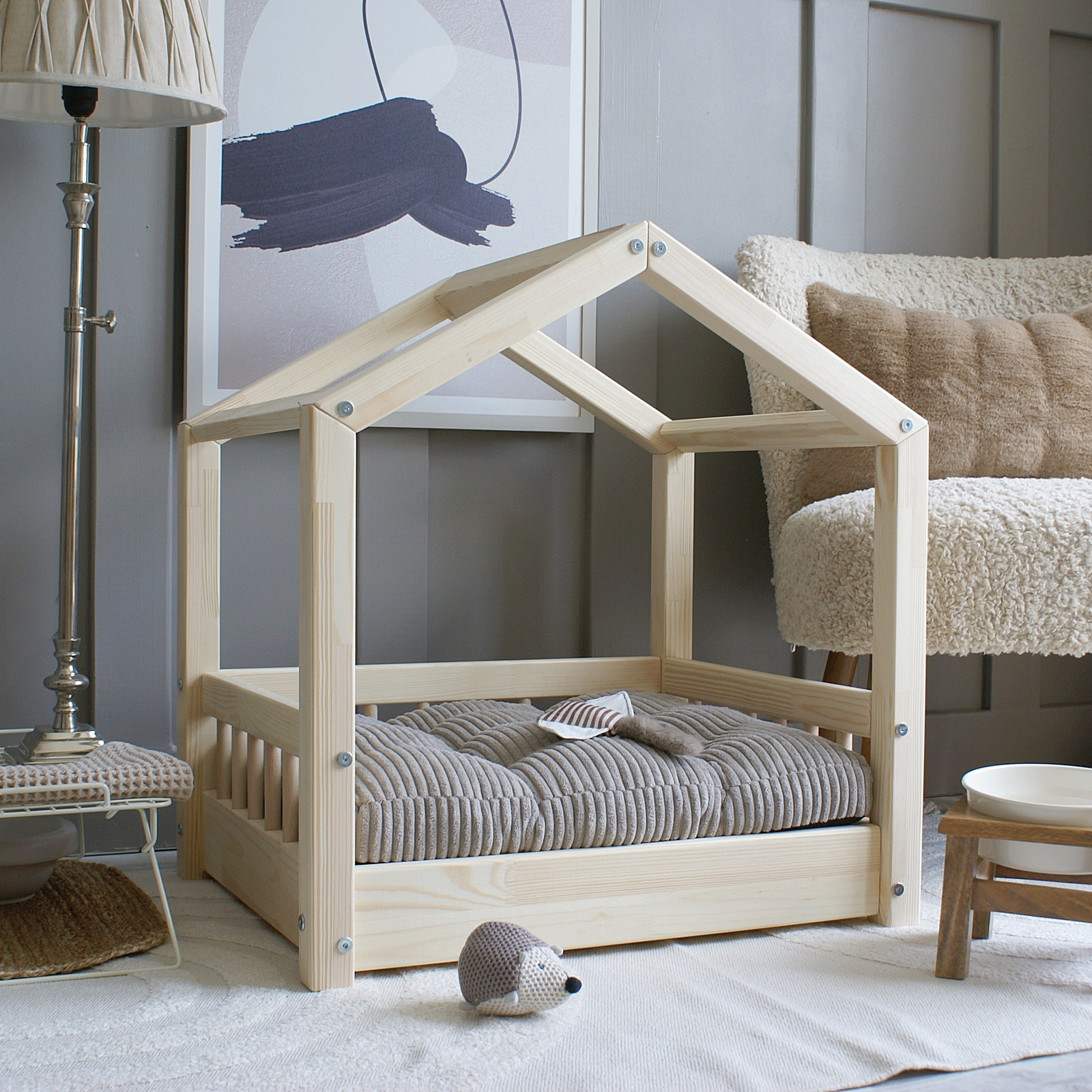 SONY DSC Cozy House Bed Φυσικό Ξύλο Μεγέθη S-Μ-L - Image 7