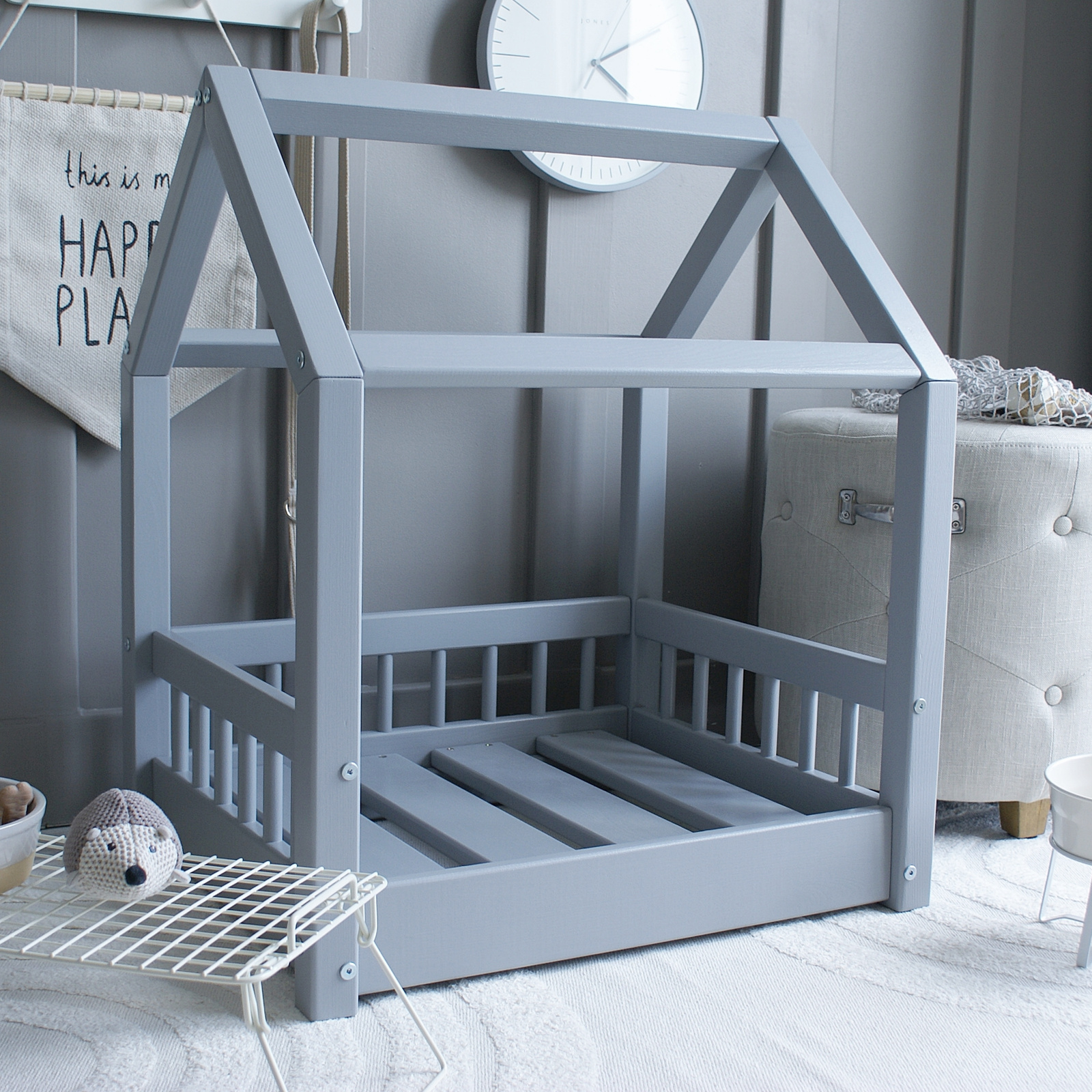 SONY DSC Furry House Bed Γκρι Μεγέθη S-Μ-L - Image 2