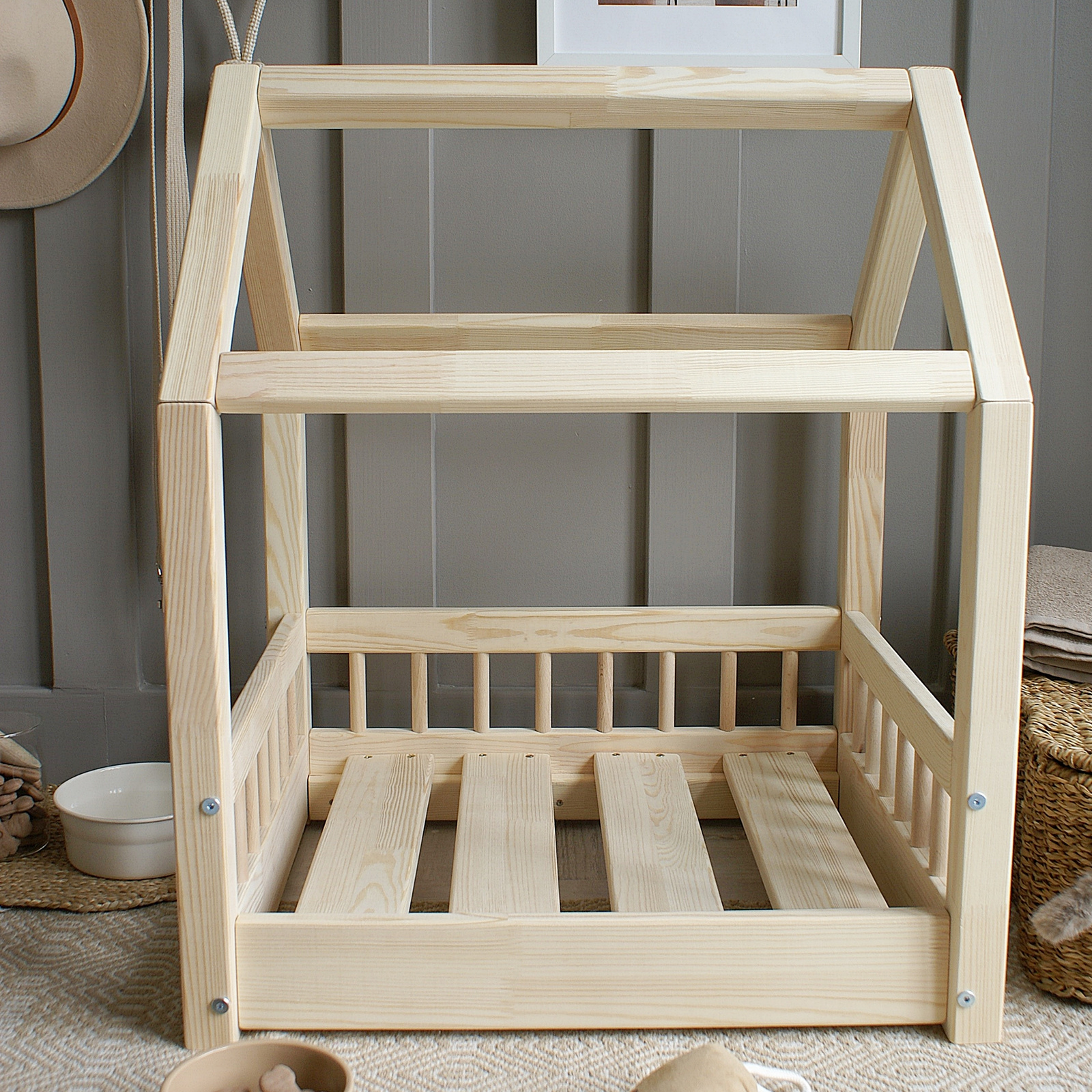 SONY DSC Furry House Bed Φυσικό Ξύλο Μεγέθη S-Μ-L - Image 2