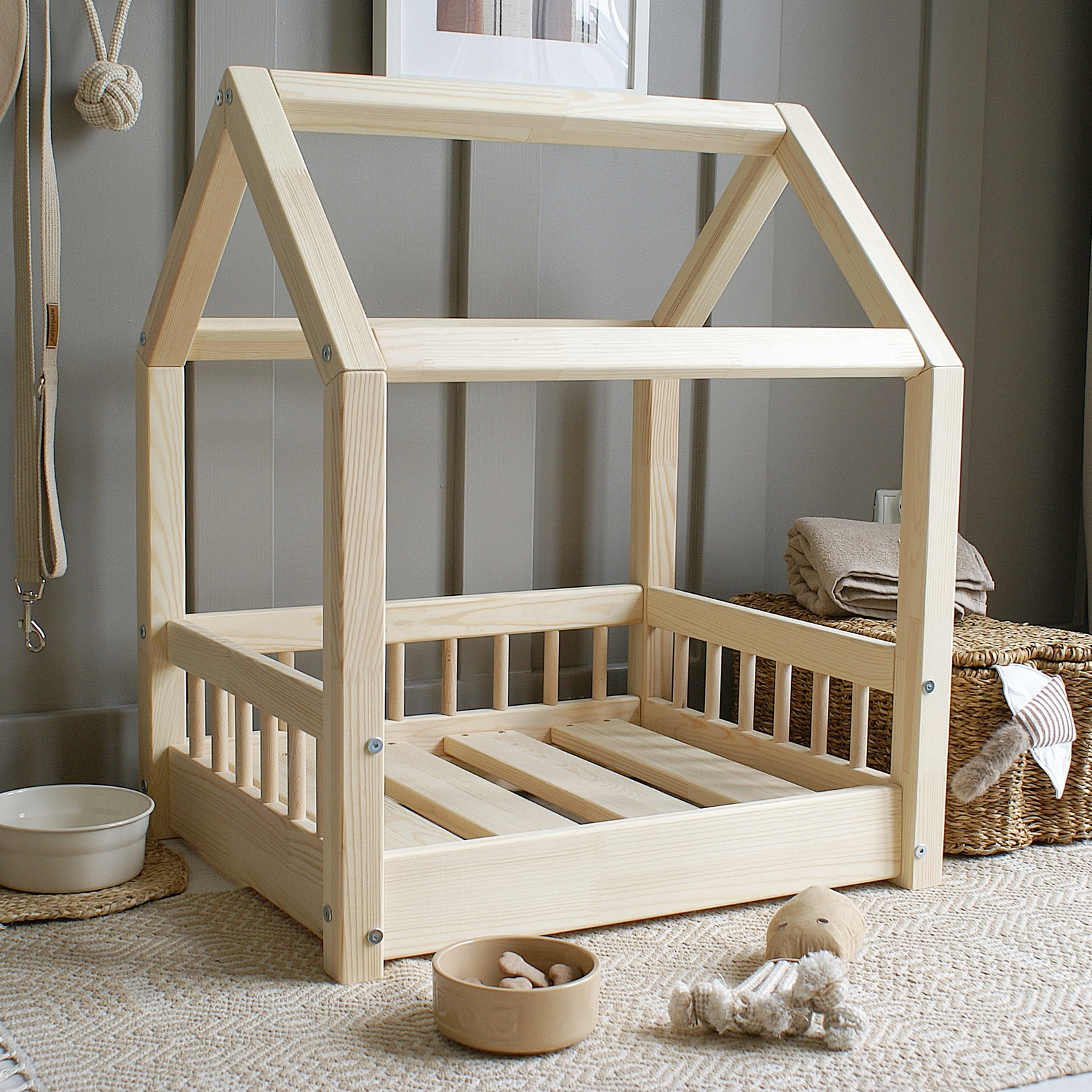 SONY DSC Furry House Bed Φυσικό Ξύλο Μεγέθη S-Μ-L - Image 4