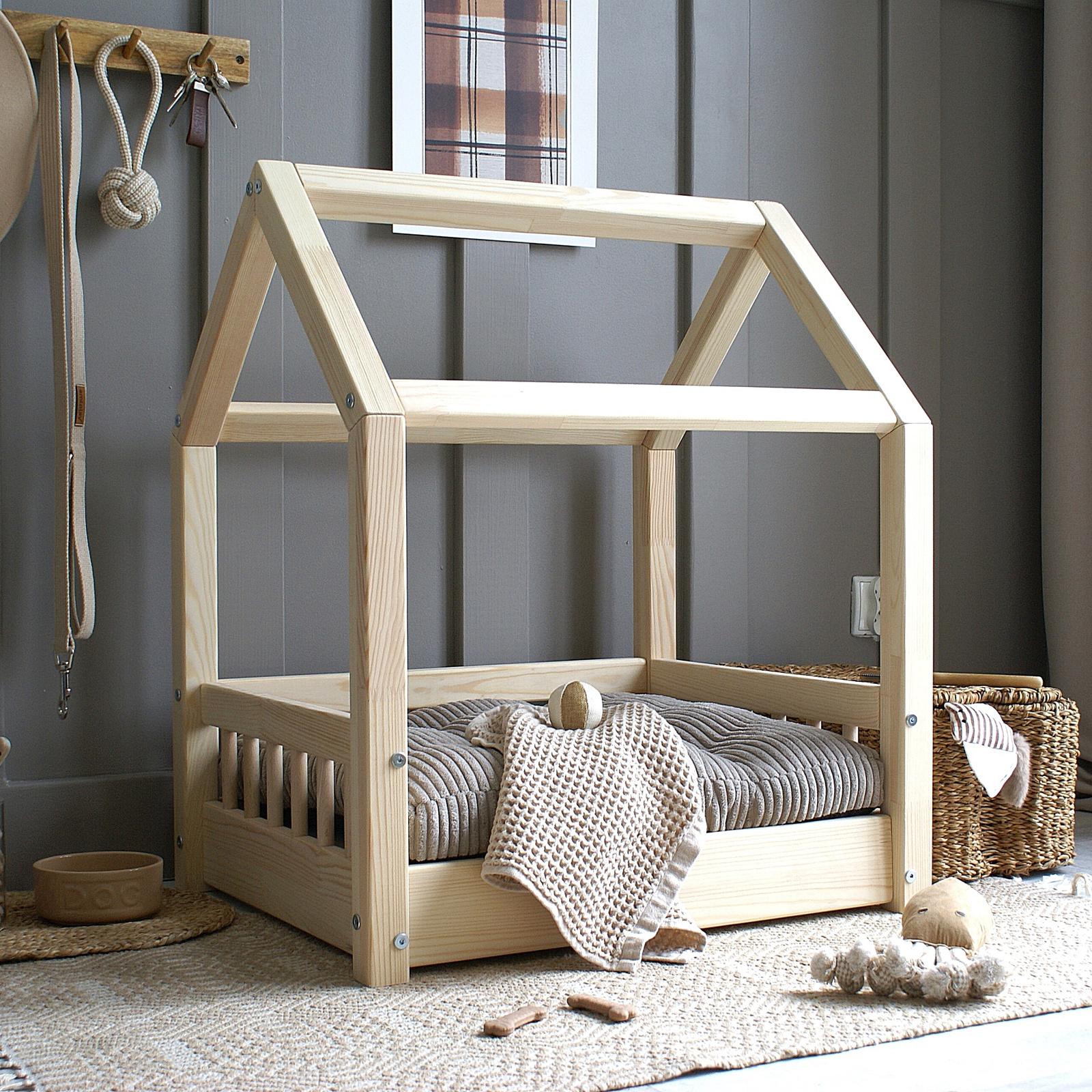 SONY DSC Furry House Bed Φυσικό Ξύλο Μεγέθη S-Μ-L - Image 1