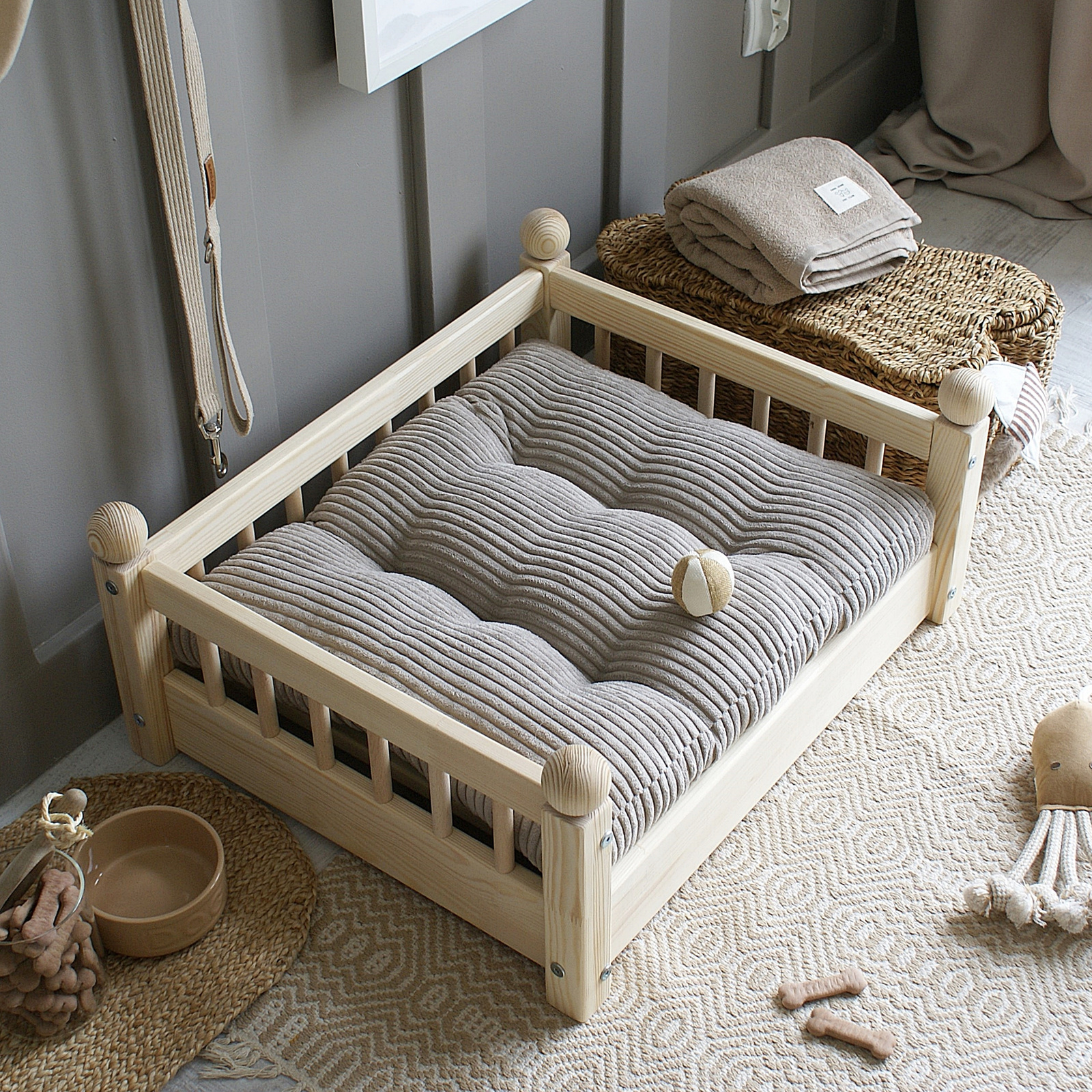 SONY DSC Taco Bed Φυσικό Ξύλο Μεγέθη S-Μ-L - Image 3