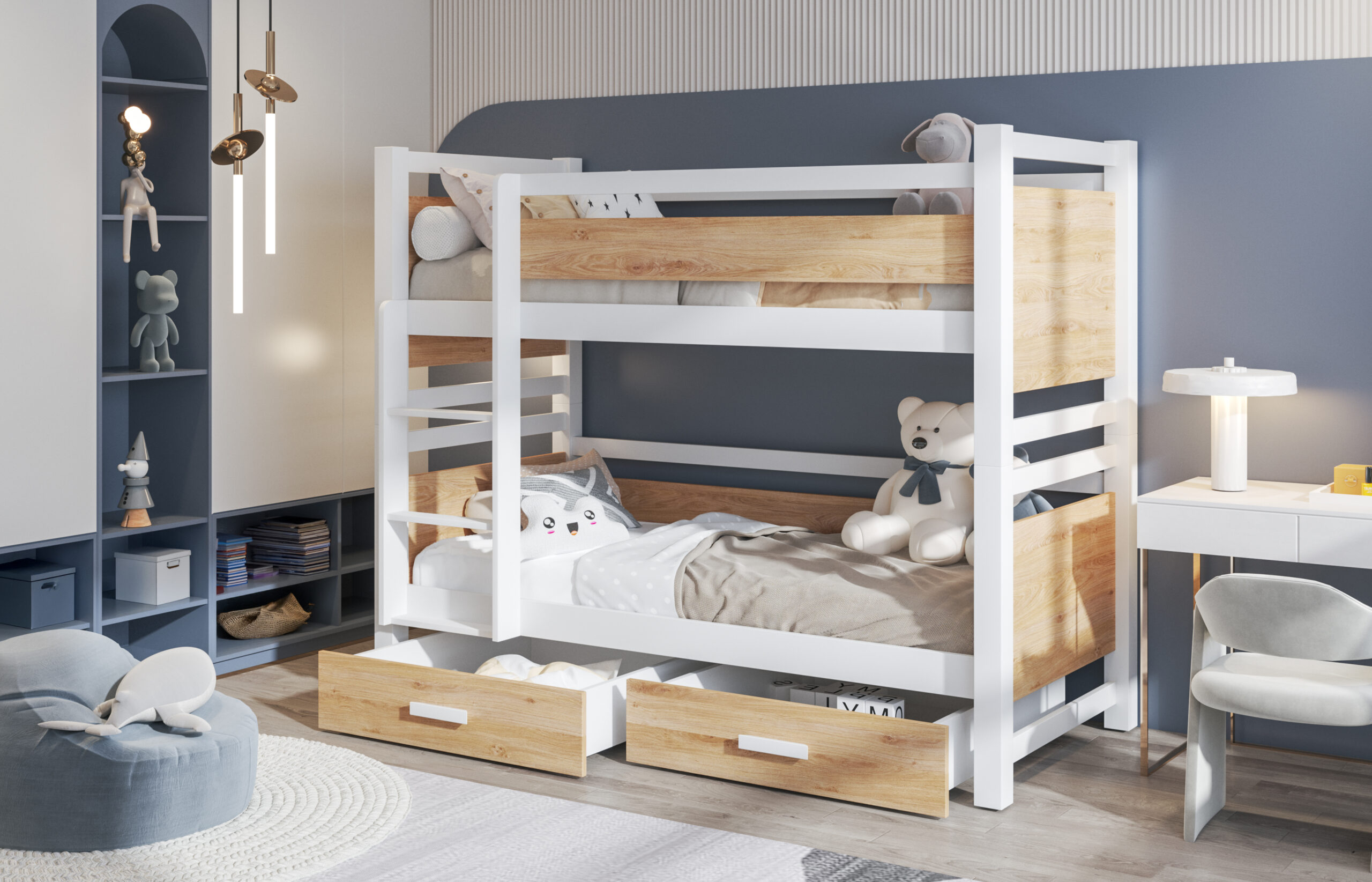 JANIS biały_ dąb artisan Janis Κουκέτα για 2 παιδιά - Image 1