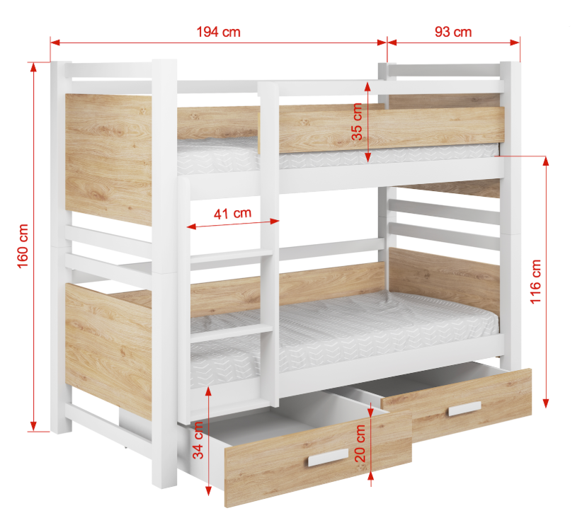 Janis dimensions Janis Κουκέτα για 2 παιδιά - Image 4