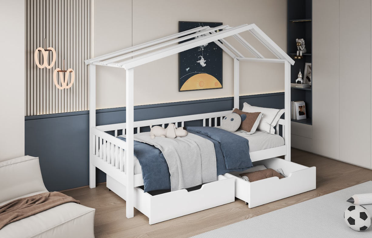 Pandora lefko Pandora Σπιτάκι κρεβάτι ΜΑΣΙΦ με συρτάρια - Image 3