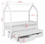 Tymon 2 ατόμων Σπιτάκι κρεβάτι ΜΑΣΙΦ με Αφαιρούμενη σκεπή και συρόμενο - Image 3
