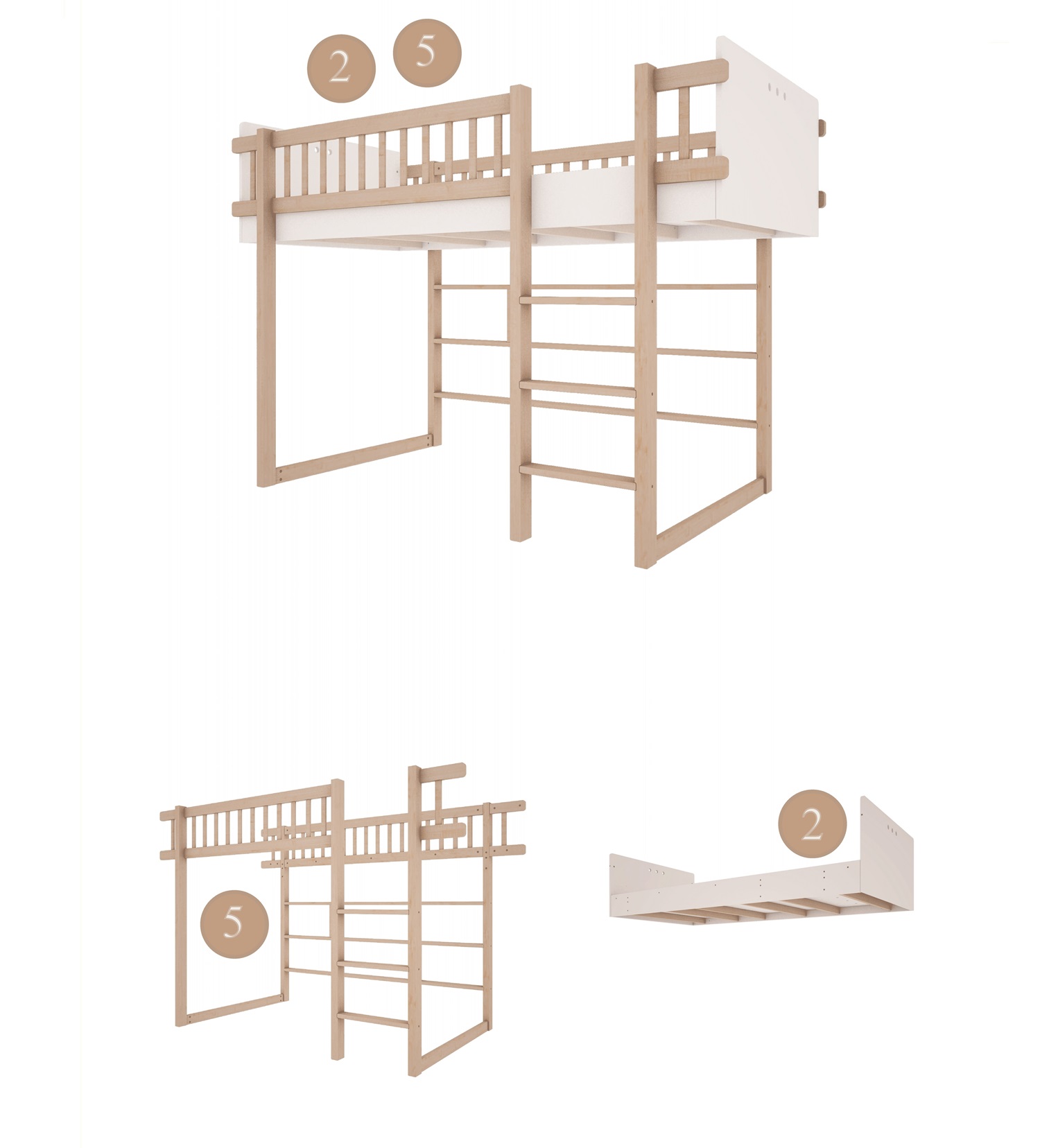 piętrowe_niskie_antresola_białe__kopia Basic μασίφ κάγκελα για την ψηλή κουκέτα - Image 7