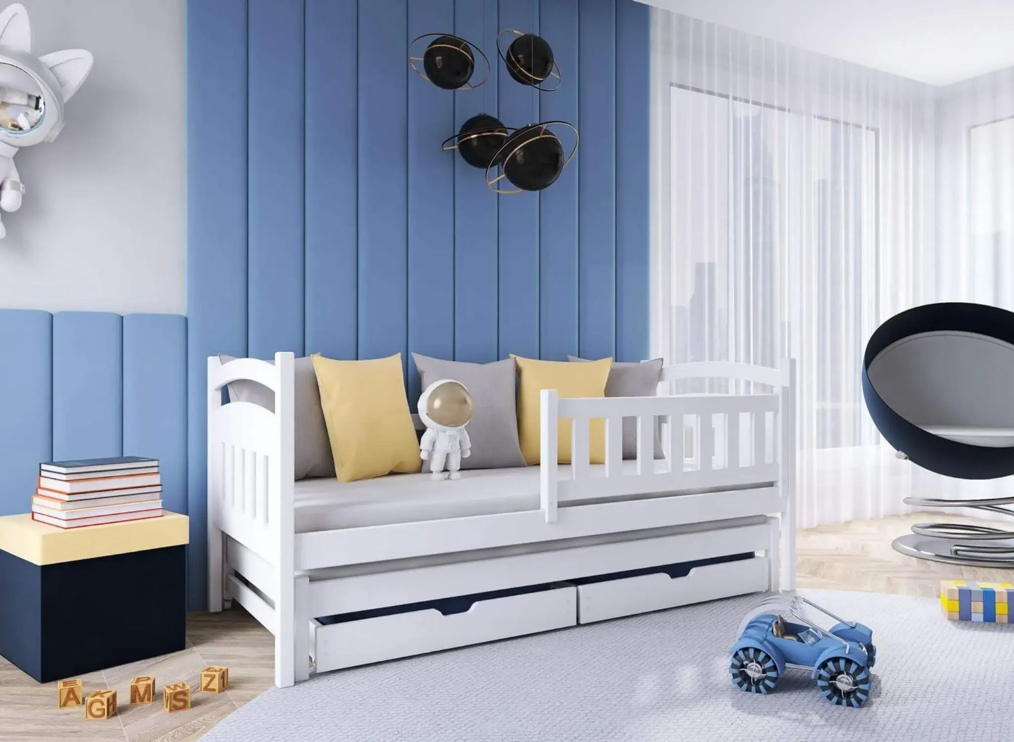 GALAXY1 Galaxy 2 ατόμων κρεβάτι ΜΑΣΙΦ με συρόμενο - Image 1