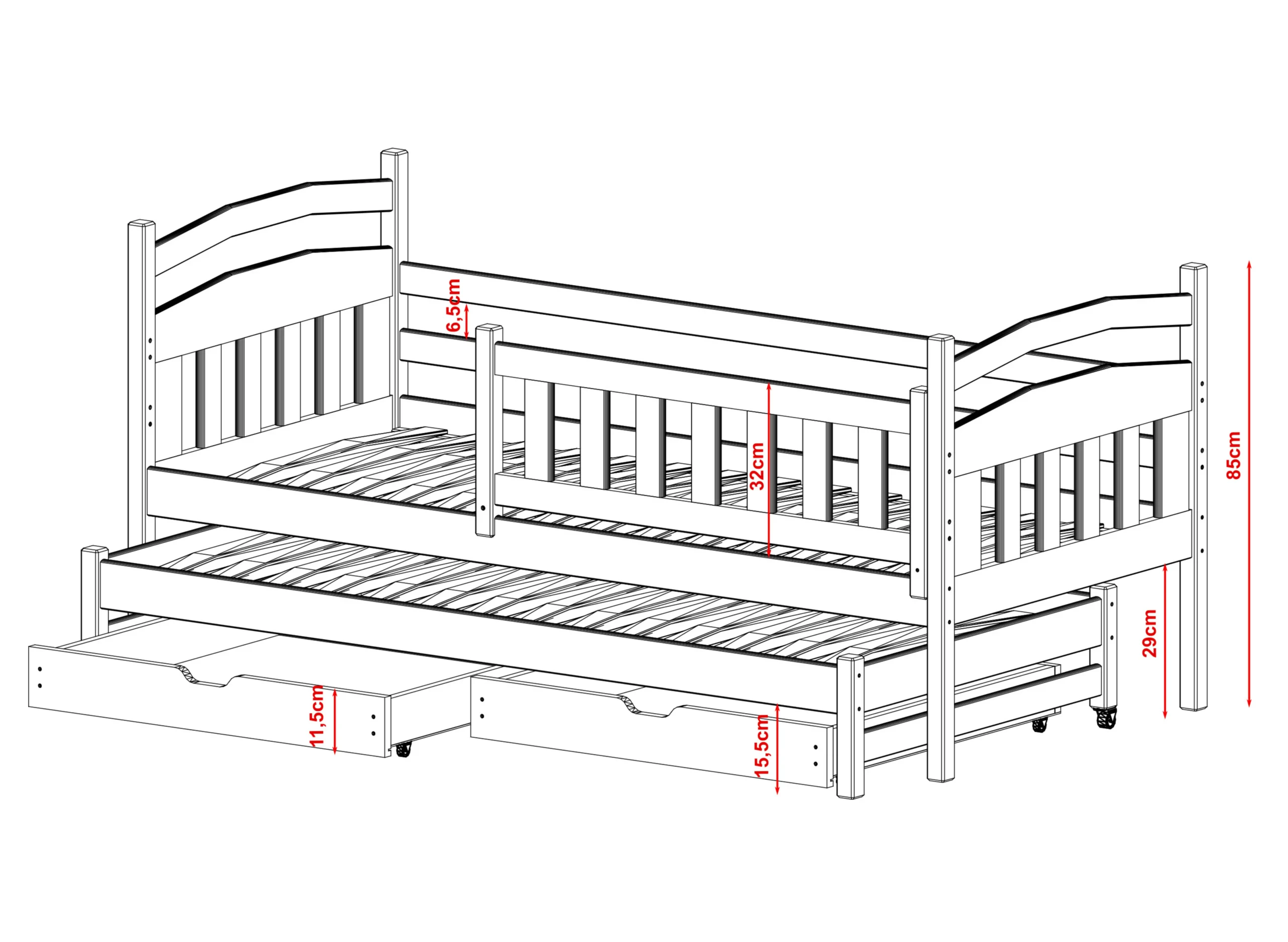 GALAXY2 Galaxy 2 ατόμων κρεβάτι ΜΑΣΙΦ με συρόμενο - Image 5