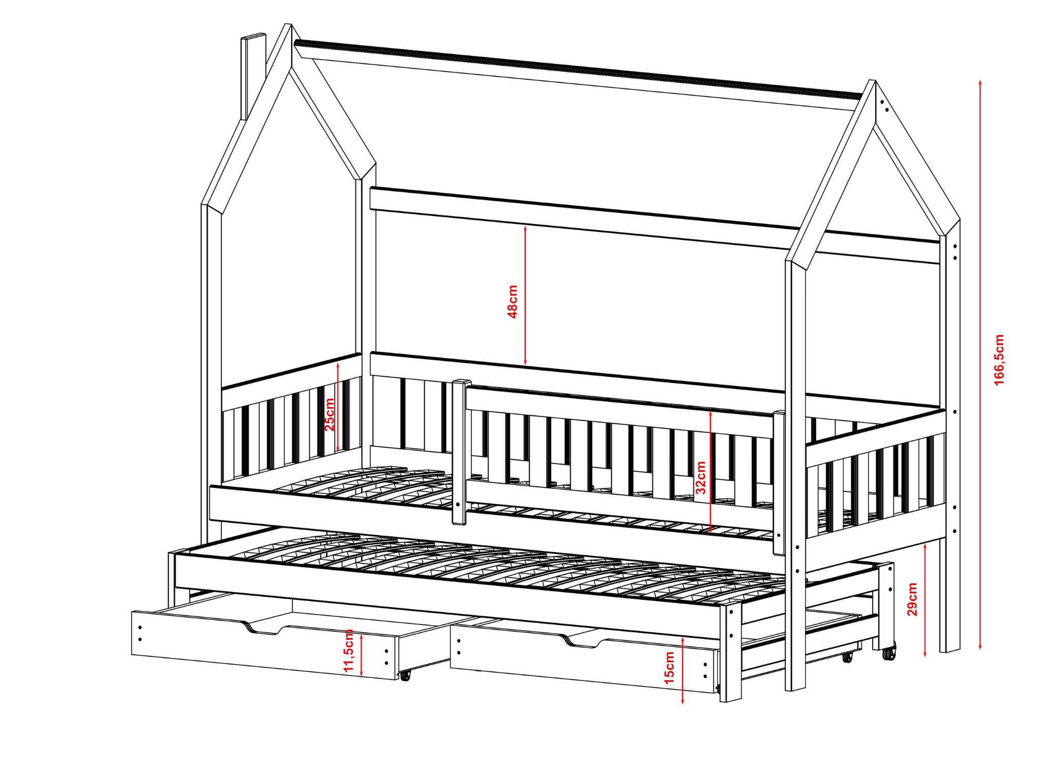 MONKEY 3 Monkey 2 ατόμων κρεβάτι ΜΑΣΙΦ με συρόμενο - Image 4