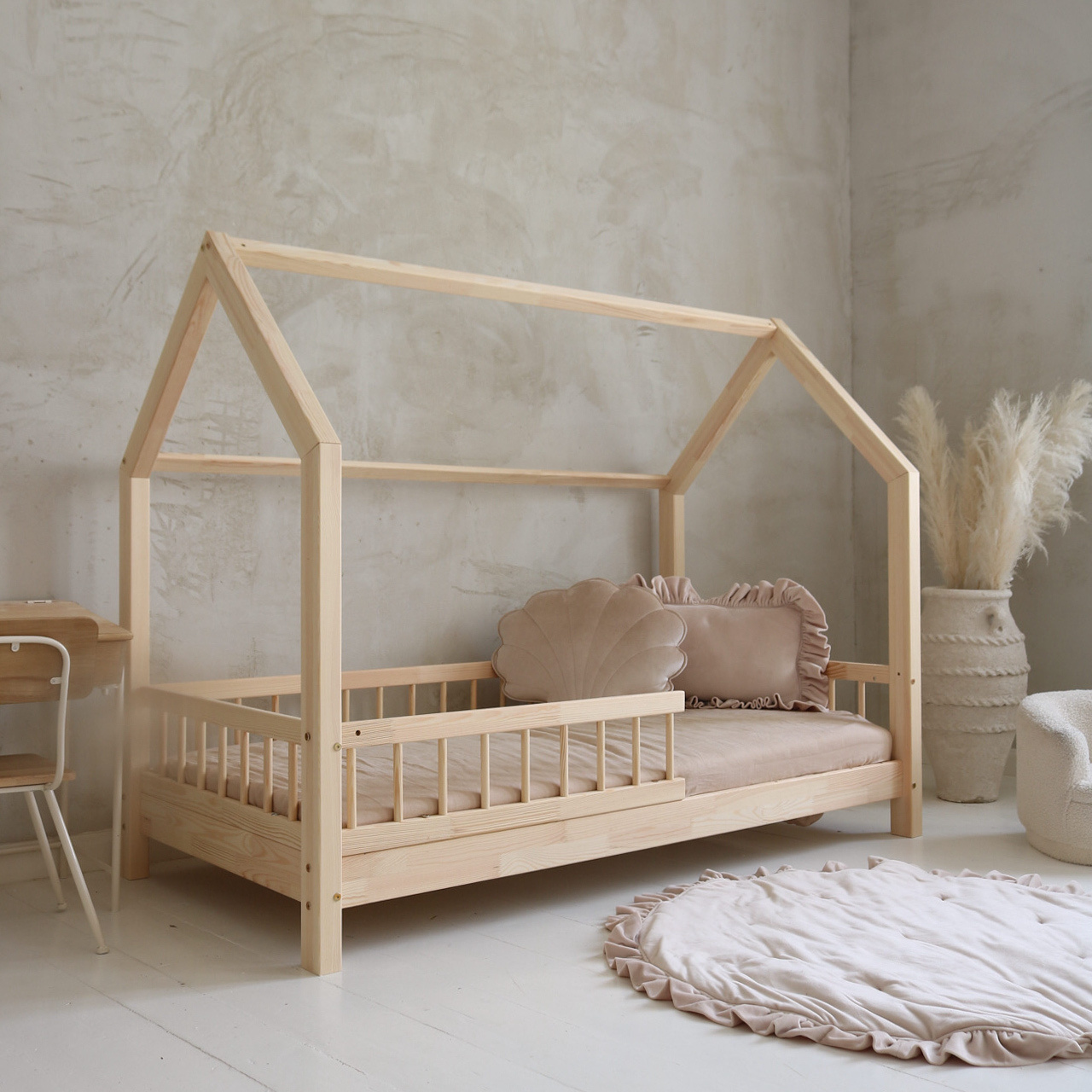 eng_pl_Bello-662_3 Bello Μontessori παιδικό κρεβάτι μασίφ με αφαιρούμενα κάγκελα - Image 4
