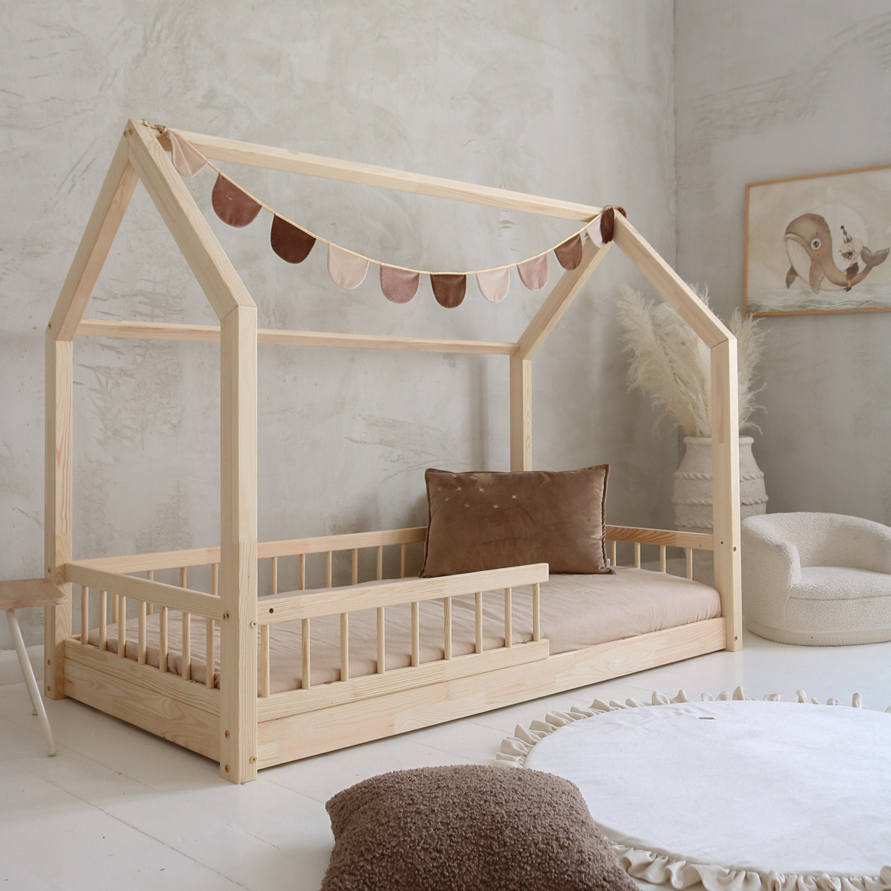 eng_pl_Bello-662_5 Bello Μontessori παιδικό κρεβάτι μασίφ με αφαιρούμενα κάγκελα - Image 2